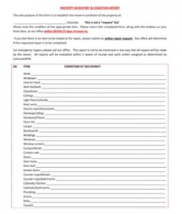 Move-in Property Inventory & Condition Report